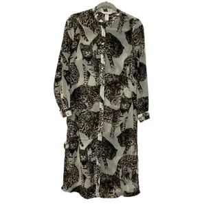 H&M Sheer Brown & Cream Tunic Top(Size 6) thumbnail 2
