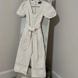 COPY - Vacay Slay White Twill Puff Sleeve Jumpsuit En Saison XS thumbnail 3