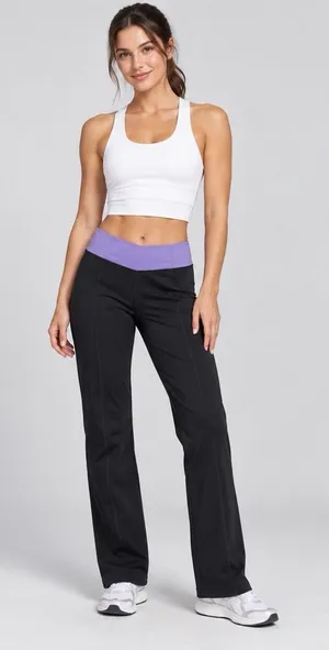 Lululemon Womens Pants Straight Leg Mixed Material Pull On Black Size 4 Thick thumbnail 1