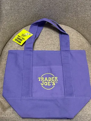 Trader Joe's Solid Purple Mini Canvas Halloween Fall Trick or Treat Tote Bag thumbnail 2