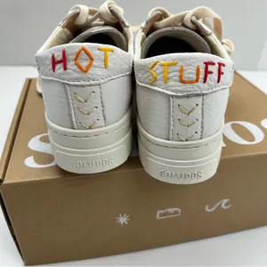 Soludos Hot Stuff Ibiza Platform Sneaker Womens Size 7 White‎ Multi Lace-Up NEW thumbnail 2