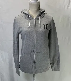 Hurley Full Zip Gray Hoodie Size Medium thumbnail 1