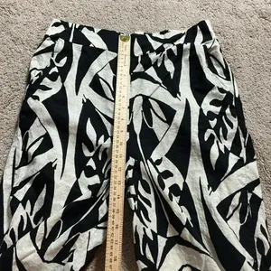 Women's Wide Leg Palazzo Pants M Black Cream Abstract Print Boho Resort Flowy thumbnail 7