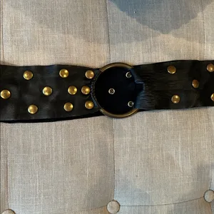 John Stavros Chunky Black Leather Gold Studded Belt thumbnail 5