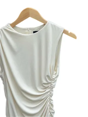 Zara Cream Sleeveless Ruched Mini Dress thumbnail 4
