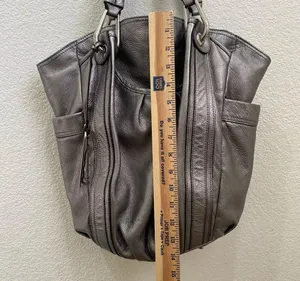 B. MAKOWSKY Metallic Silver Double Handle Shoulder Bag thumbnail 7