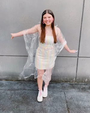 Lavender Brown Rainbow strapless dress thumbnail 1
