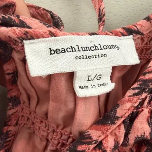 beachlunchlounge Pink and Black Midi Dress Size Large Cotton Smocked Top thumbnail 5