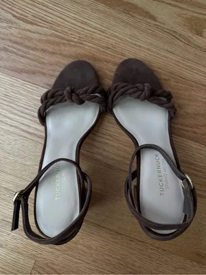 Tuckernuck x Studio McGee Wren Brown Suede Block Heel Sandals Ankle - Size 8 thumbnail 5