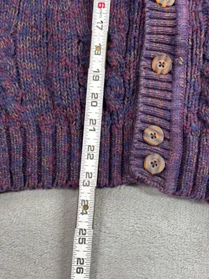 River Brand Arrow Cardigan Sweater Womens Medium Purple Chunky Knit Long Sleeve thumbnail 5