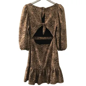 Anthropologie Maeve Leopard Print Knit Cut Out Mini Dress NEW thumbnail 2