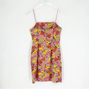 Urban Outfitters Colette Fruity Linen Blend Mini Dress M Pink thumbnail 3