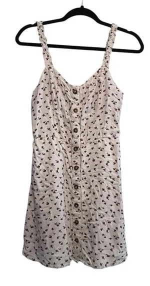 Hollister White and Red Floral Dress Y2K Size Medium thumbnail 1