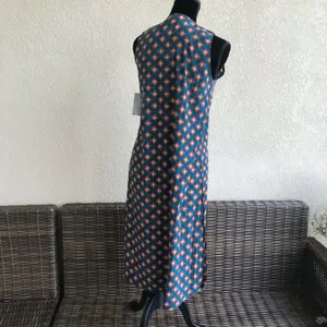 LuLaRoe Womens Duster Sz‎ S Joy Long Vest Teal Blue Orange Geometric Artsy NEW thumbnail 5