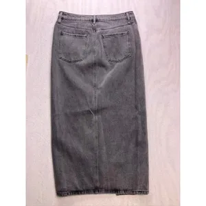 West of Melrose Denim‎ Maxi Skirt Womens 30 Gray Front Slit High Rise Long Jean thumbnail 7
