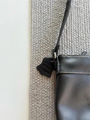 Vintage Black Leather Contrast Stitching Shoulder Bag Purse thumbnail 8