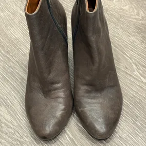 Lucky Brand Sairio Brown Leather Ankle Booties 6.5 Block Heel Twee Minimalist thumbnail 2