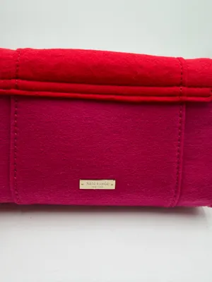 Vintage Kate Spade New York Pink Red Felt Crossbody Bag Gold Hardware thumbnail 7