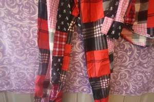 Victoria's Secret modal blend patchwork pj pajamas set in red and black size medium. thumbnail 9
