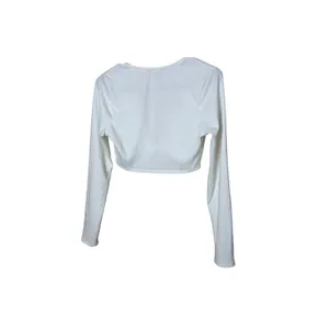 Lulus White Ribbed‎ Twist Front Long Sleeve Crop Top Womens Medium V-Neck thumbnail 6