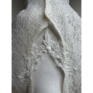 VTG 80s 90s Dawn Joy Fashions White Lace Dress Keyhole/ Collar Coquette Cottage thumbnail 4