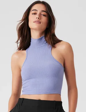 Alo Ribbed Sea Coast Cropped Turtleneck Tank thumbnail 1
