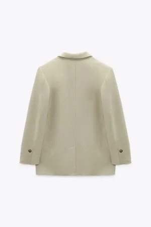 Zara blazer boyfriend relaxed ovsersize olive green casual Suit Jacket thumbnail 6