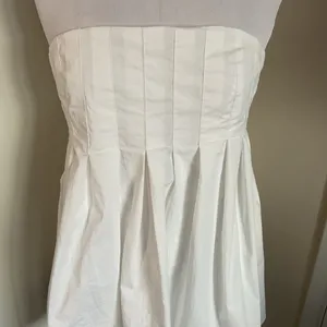 Commense White Strapless Mini Dress Large L Cotton Blend Structured Minimalist thumbnail 4
