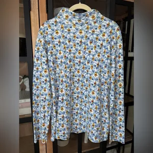 Vintage 90s Winnie The Pooh mockneck sweater long sleeve tee floral print disney thumbnail 3