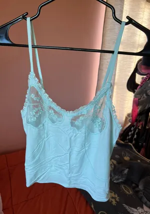 Savage X Fenty Seashell Blue Lace Cami Sleepwear thumbnail 1