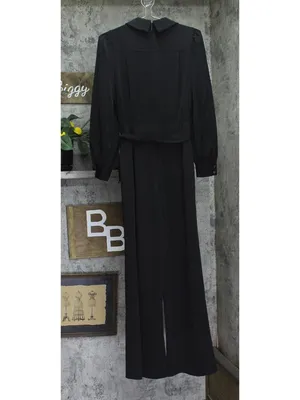 DKNY Belted Collared Tie Waist Jumpsuit DD3K284A Black 6 thumbnail 2