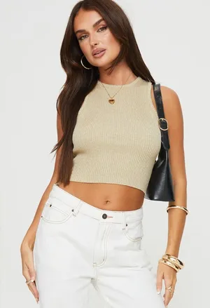 Princess Polly Broder Backless Top Gold thumbnail 1