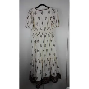 VICI Cream Brown‎ Floral Block Print Tiered Smocked Maxi Dress Size XL NWOT thumbnail 2
