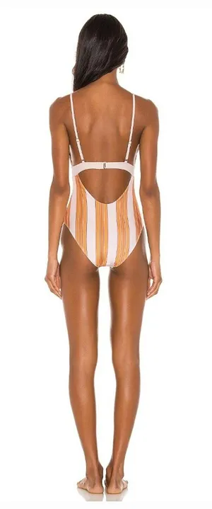 Tularosa Knotted One Piece in Tangerine Stripe thumbnail 2