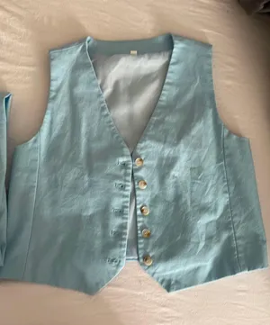 Size Small Light Blue Linen Vest And Pants thumbnail 5