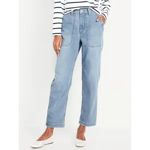 Old Navy OG Chino High Rise Utility Slouchy Ankle Denim Jeans Elastic Waist XL thumbnail 5
