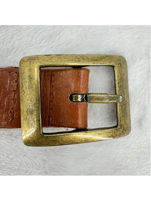 Vintage Y2K Brown Leather Braided Belt Brass Buckle Classic 90s Indie Grunge thumbnail 4