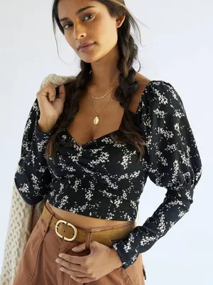 Anthropologie Floral Sweetheart Top Small Dark Coquette Cottagecore Prairie Chic thumbnail 1