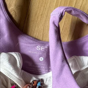 SET Active Lavender & White Scoop-Back Sports Bra thumbnail 3
