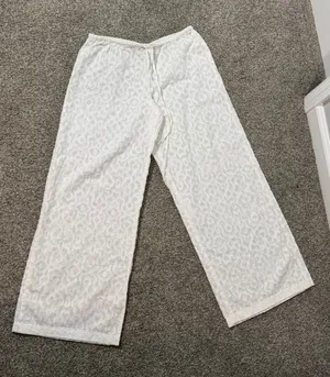 Tommy Bahama Womens White Cotton Jacquard Wide Leg Drawstring Pants XS thumbnail 1