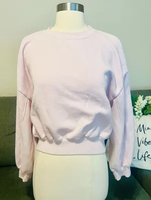 Zara Pale Pink Semi Cropped Sweatshirt thumbnail 1