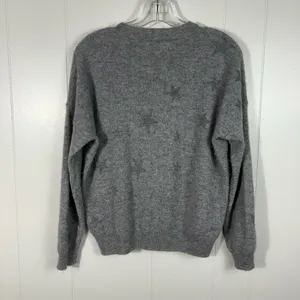 27 Miles 100% Cashmere Gray Silver Metallic Star Print Knit Sweater Small S thumbnail 6