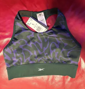 Reebok Purple Camo High-Neck Sports Bra with Dark Green Band thumbnail 1
