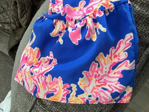 Lilly Pulitzer 100% Silk Blue Floral Off-Shoulder Women’s Dress Sz S Bell Sleeve thumbnail 6