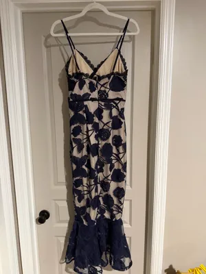 Lulus Lace Blue and Nude Cocktail or Evening Dress thumbnail 5
