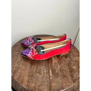 Dream Walkers Women Pink Purple Metallic Bow‎ Pointed Toe Flats Size 38 thumbnail 2