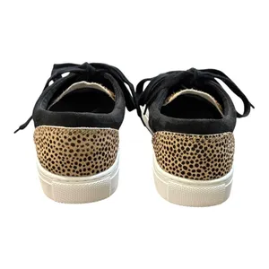 J.Crew Sneakers Women 8.5 Black Leopard Calf Hair Low Top Lace‎ Up AS687 FA20 thumbnail 3