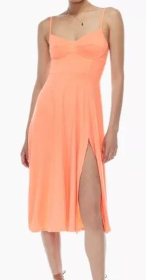 Wilfred Aritzia Montague Balconette Orange Midi‎ Slit Dress thumbnail 1