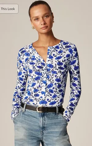 J.Crew Sheer mesh cardigan top in toile print thumbnail 1