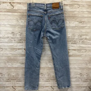 Levi's Premium Womens 24 Jeans Wedgie Straight‎ Button Fly Light Wash Distressed thumbnail 3